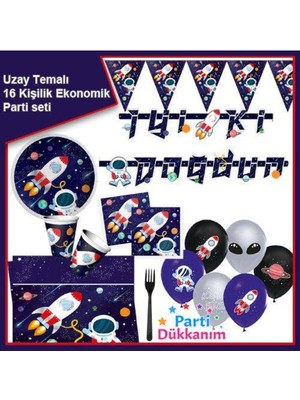Parti Show Uzay Temalı 16 Kişilik Ekonomik Parti Seti