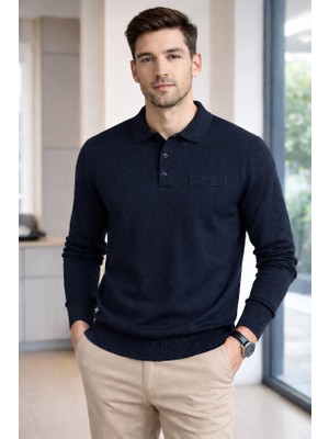 Karaca Polo Yaka %50 Yün %50 Akrilik Erkek Düz Renk Triko Kazak