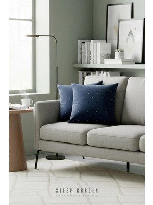 Sleep Garden Erguvan Serisi Kadife Mavi Taşlı Dekoratif Kırlent 45X45 2'li