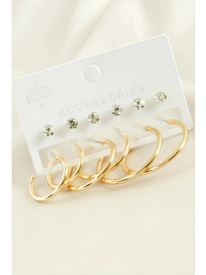 SiHako 12 Adet Taşlı Halka Küpe