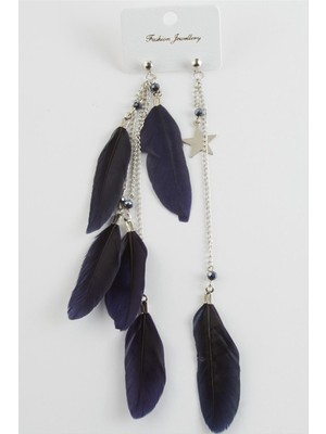 SiHako Yıldız Kristal Tüylü Küpe