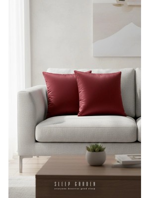 Sleep Garden Erguvan Serisi Kadife Bordo Taşlı Dekoratif Kırlent 45X45 2'li