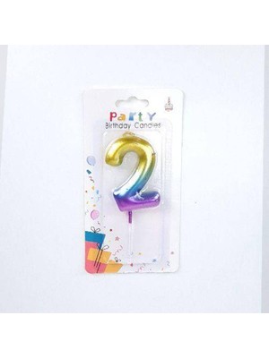 Parti Show Renkli Metalik Rakam Pasta Mum - 2