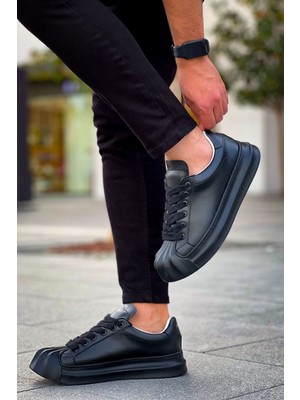 Roof Atelier Erkek Siyah Burun Desenli Bağcıklı Spor Ayakkabı - 2411 - Fst Artenay