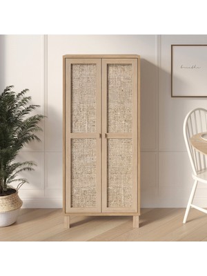 Yurudesign Dune Çok Amaçlı Dolap Mutfak Kiler Erzak Banyo Dolabı Ahşap Jüt Kapaklı Sepet-Jüt Dn6-Sj