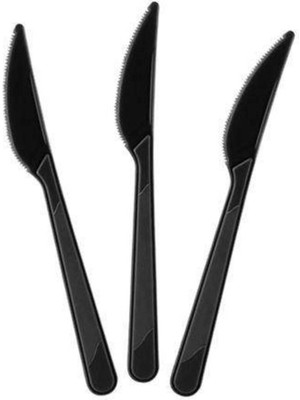 Parti Show Siyah Plastik Lüks Bıçak (25 Adet)