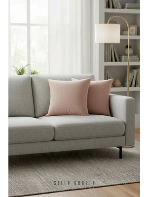 Sleep Garden Erguvan Serisi Kadife Pudra Taşlı Dekoratif Kırlent 45X45 2'li