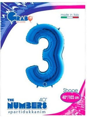 Parti Show 3 Rakam Folyo Balon Mavi (100X70 Cm)