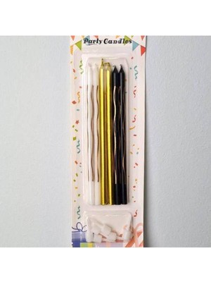 Parti Show Siyah Beyaz Gold Pasta Mumu Dalga Desenli 6 Adet