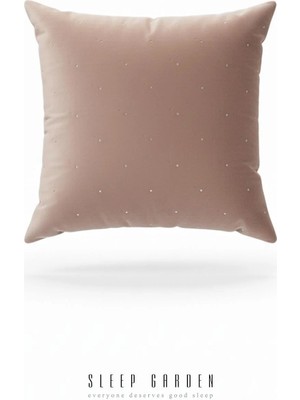 Sleep Garden Erguvan Serisi Kadife Pudra Taşlı Dekoratif Kırlent 45X45