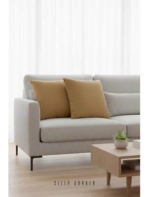 Sleep Garden Erguvan Serisi Kadife Hardal Sarısı Dekoratif Kırlent 45X45 2'li