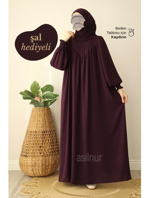 Asilnur Sema Elbise Şal Hediyeli Takım Mürdüm