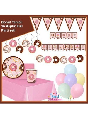 Parti Show Donut Temalı 16 Kişilik Full Parti Seti