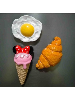 Dondurma Kruvasan Yumurta Magnet Buzdolabı Mıknatısı Dolap Süsü Dekoratif Aksesuar