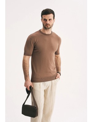 Silvano Erkek Bisiklet Yaka Kısa Kollu Triko Tişört