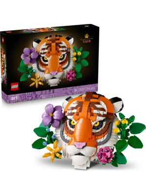 LEGO Art Fauna Koleksiyonu – Kaplan 31217 - Sanat Sever Yetişkinler Için Çiçekli Dekoratif Model Yapım Seti, Doğum Günü Hediyesi, Özel Gün Hediye Fikri (744 Parça)