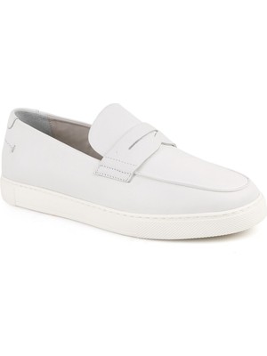 Libero L5876 Bembeyaz Hakiki Deri Ultra Hafif Eva Tabanlı Erkek Loafer Slip-On Ayakkabı