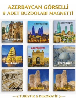 Azerbaycan Görselli 9 Adet Buzdolabı Magnet Seti