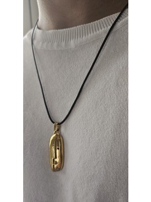 Mith Sb Takı Paslanmaz Çelik Unısex Maske Madalyon Kolye No-4-Gold