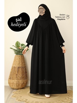 Asilnur Sema Elbise Şal Hediyeli Takım Siyah