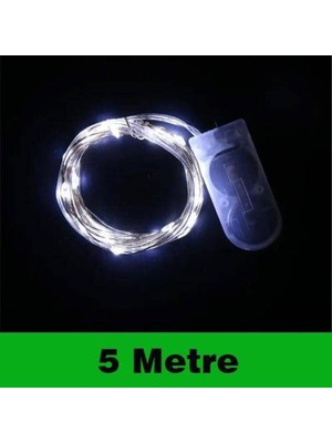 Parti Show Kendinden Pilli Peri LED Işık 5 Metre Beyaz 1 Adet