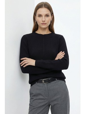 Rays 24380 Çıma Detay Dik Yaka Kazak Siyah