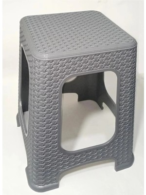 Esranın Dünyası 1 Adet Küçük Gri Tabure Kir Tutmaz 30 cm Hasır Örgü Uygun Alt Kuşaklı Sağlam Dizayn