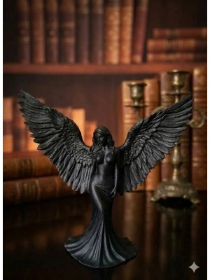3D VAN TASARIM Siyah Kanatlı Melek Figürü
