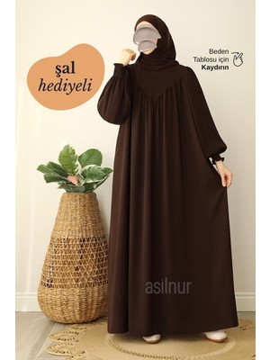 Asilnur Sema Elbise Şal Hediyeli Takım Kahverengi
