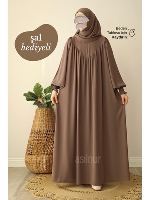 Asilnur Sema Elbise Şal Hediyeli Takım Vizon