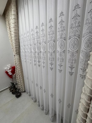 Nivemes Home Nivemeshome Nisa 555 Gümüş 1/2,5 Pileli Tül Perde Apm