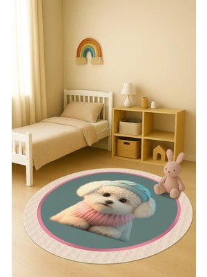 Dolce Mariee Dijital Baskı Köpek Desenli Kaymaz Taban Çocuk ve Genç Odası Halısı H0370