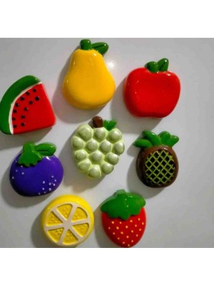 8 Li Meyve Sebze Magnet Set Buzdolabı Mıknatısı Dolap Süsü Dekoratif Aksesuar