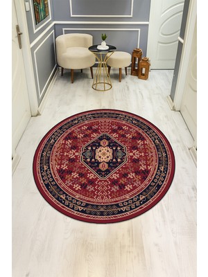 Dolce Mariee Dijital Baskı Etnik Desenli Kaymaz Taban Halı H0329