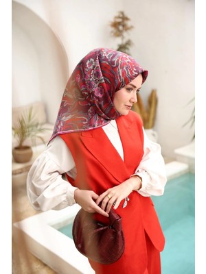 Silk Home Twill Ipek Eşarp - 11469-51 Bordo Kırmızı