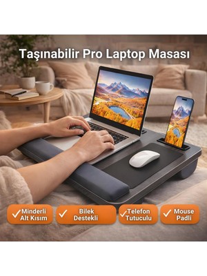 Coofbe Taşınabilir Telefon ve Tablet Bölmeli Minderli Laptop Sehpası Notebook Bilgisayar Çalışma Masası