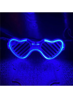 Mavi LED Işıklı Kalp Gözlük – 3 Modlu Parti &amp; Glow Gözlüğü Midastech