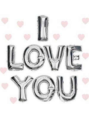 I Love You Folyo Balon Gümüş Renk 35 cm Midastech