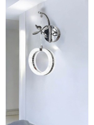 Trend Rose Alyans Şık LED Aplik Kelebek Taşlı Sarkıt Krom