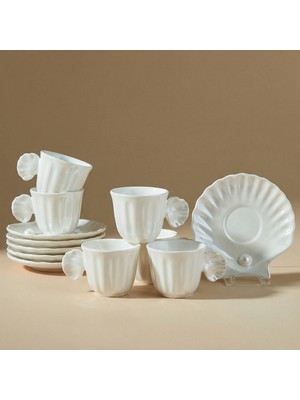 Karaca Istiridye Lüsterli 6 Kişilik Kahve Fincan Takımı 90 ml