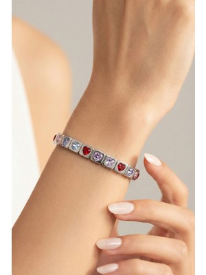 Wuclo Kalp Figürlü Renkli Taşlı Silver Gümüş Bijuteri Bileklik