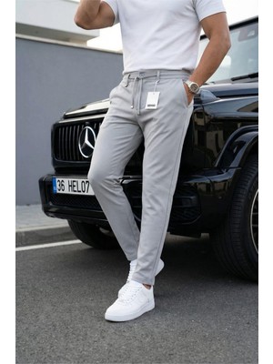 Oksit Holl Beli Lastikli ve Bağcıklı Likralı Esnek Örme Jogger Pantolon