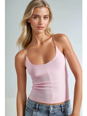 Hiccup Kadın Busem Slim Fit Askılı Bluz Toz Pembe