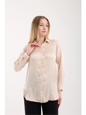 Moda Days Düşük Kol Saten Jakar Gömlek