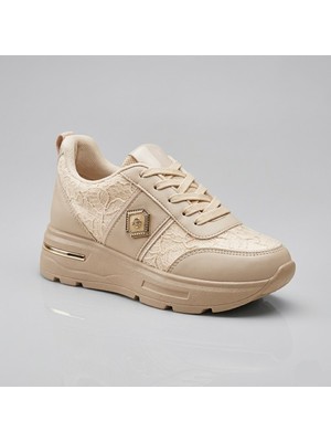 Alves Kadın Dantelli Desenli Kalın Dolgu Topuklu Sneaker Ayakkabı ALVES-0873