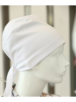 Bağlamalı Tesettür Bone - Bağlamalı Bandana Beyaz Midastech
