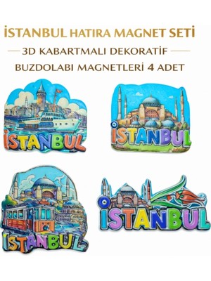 Istanbul Hatıra Magnet Seti – 3D Kabartmalı Dekoratif Buzdolabı Magnetleri 4 Adet