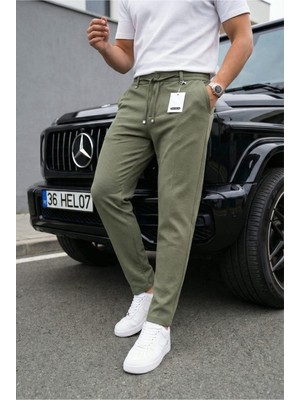 Oksit Holl Beli Lastikli ve Bağcıklı Likralı Esnek Örme Jogger Pantolon