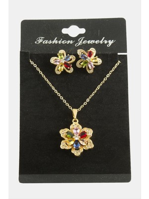 MidasTech Papatya Zirkon Taşlı Set Kolye Nemere