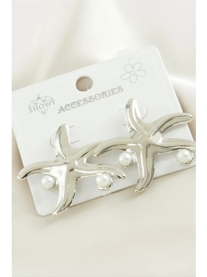 MidasTech Deniz Yıldızı Metal Inci Küpe Nemere